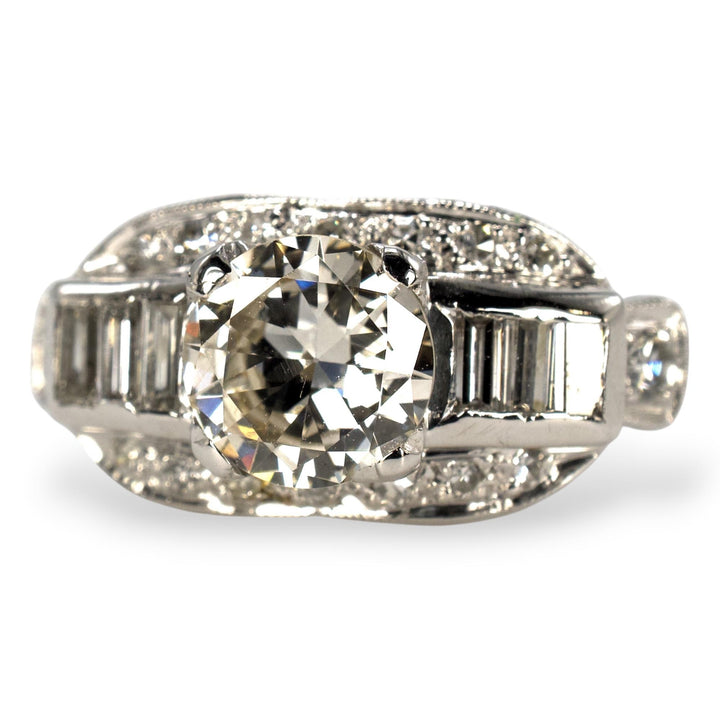 Art Deco Platinum 0.95 Carat Old European Cut Diamond Ring