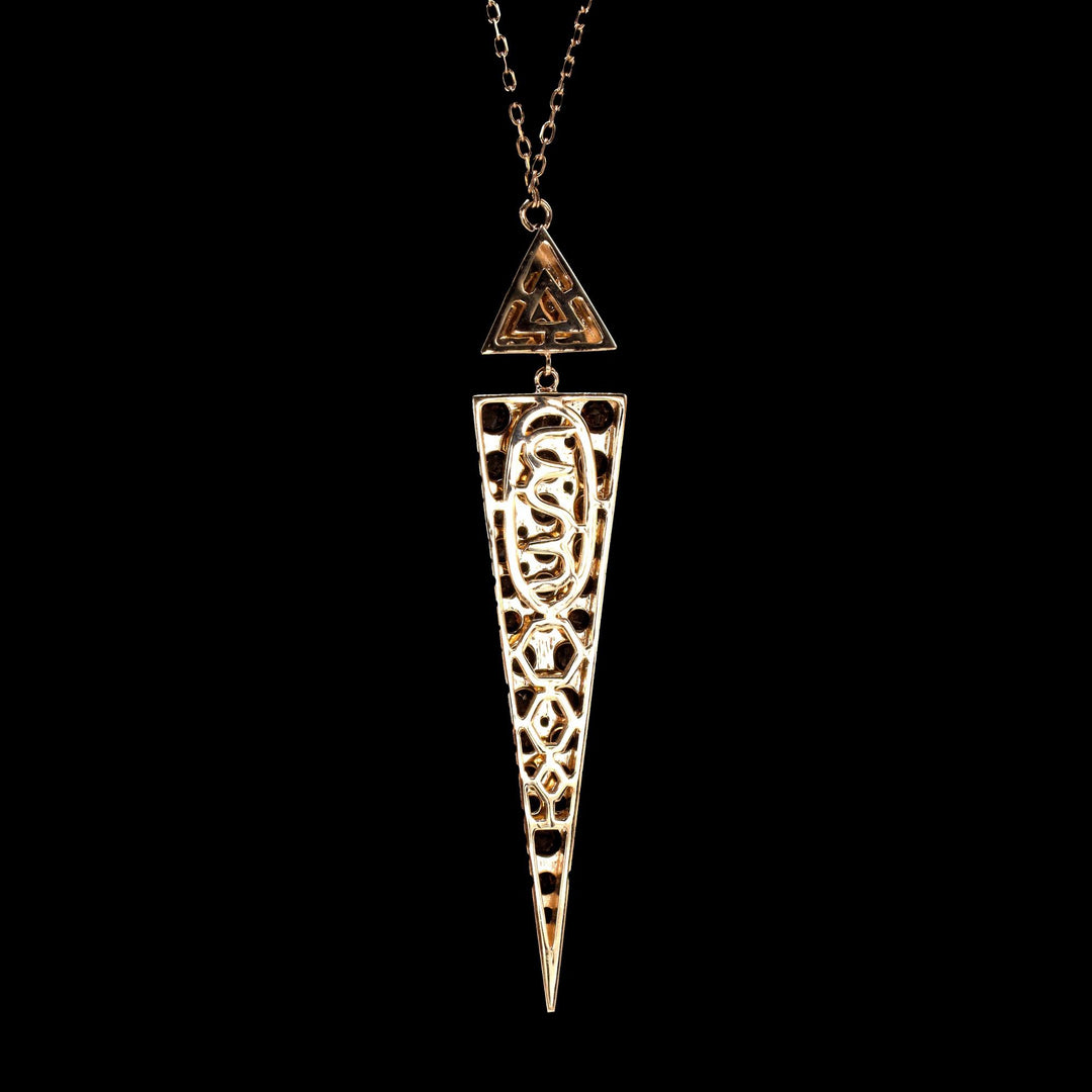 Rose Gold Pendant with Brown and Clear Stone Triangles