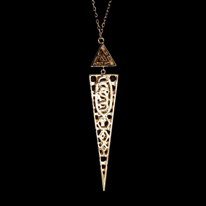 Rose Gold Pendant with Brown and Clear Stone Triangles