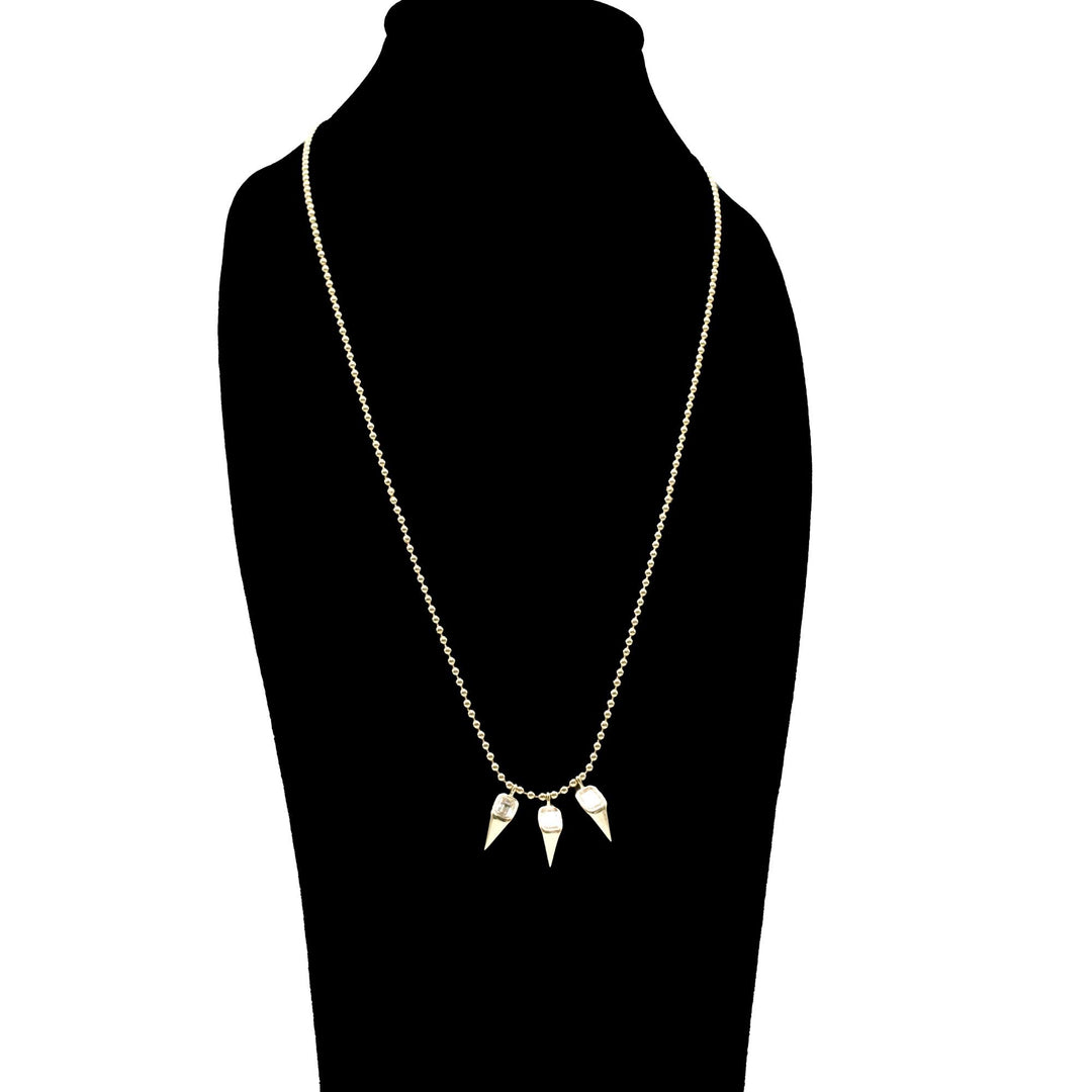 Triple Diamond Spike Necklace in 14k Yellow Gold