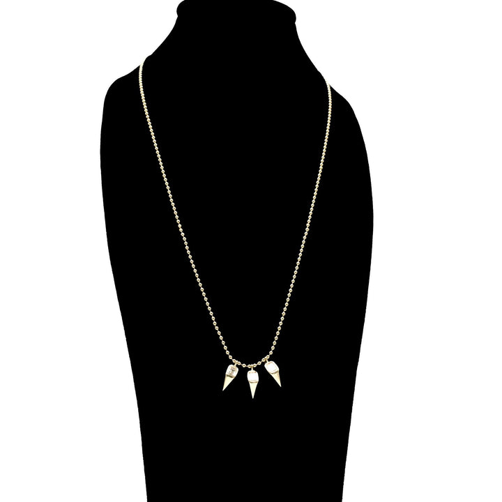 Triple Diamond Spike Necklace in 14k Yellow Gold