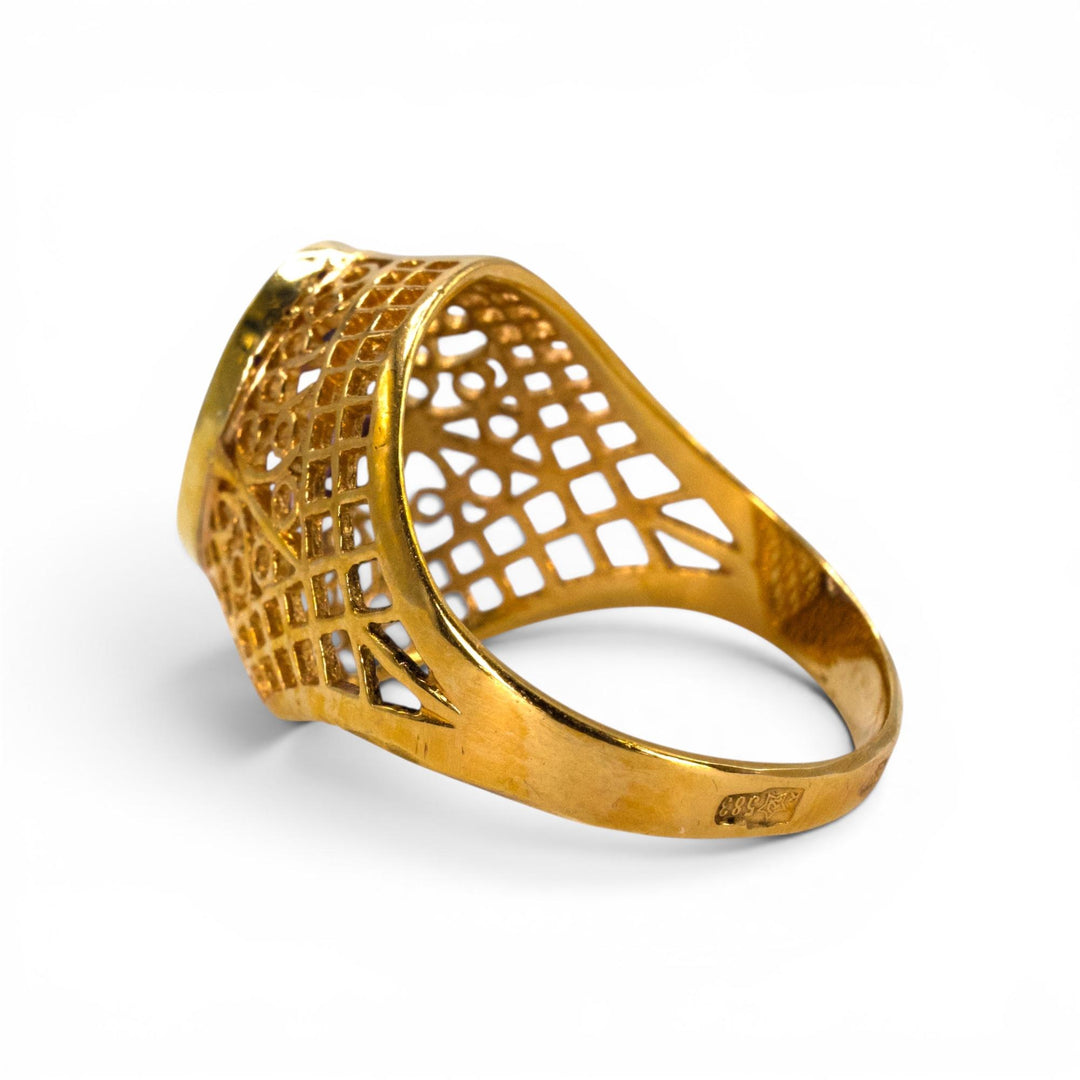 Soviet-Era 14K Gold Filigree Amethyst Cocktail Ring