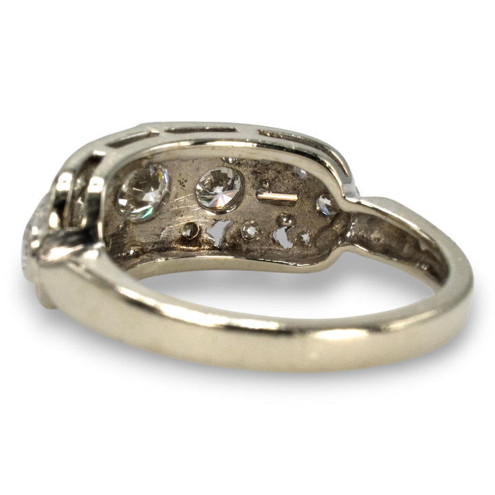 Wide Art Deco Diamond Band Ring in 14k White Gold, c. 1930s