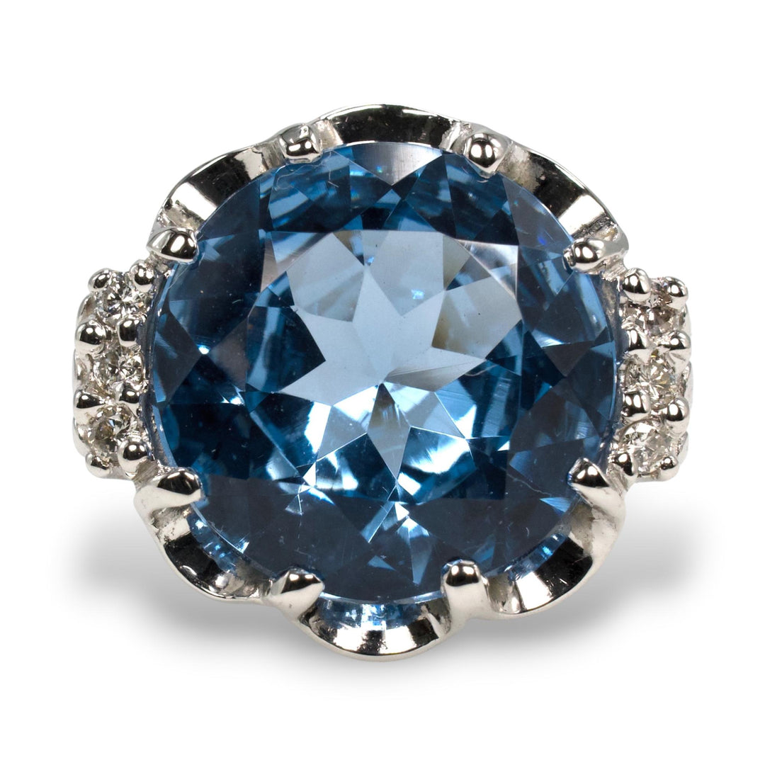 Vintage Blue Spinel and Diamond Cocktail Ring, 10K White Gold