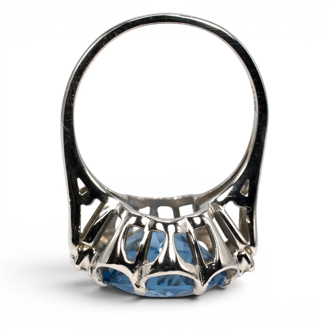 Vintage Blue Spinel and Diamond Cocktail Ring, 10K White Gold