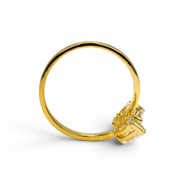 Round and Pear Bypass Ring in 14K Gold