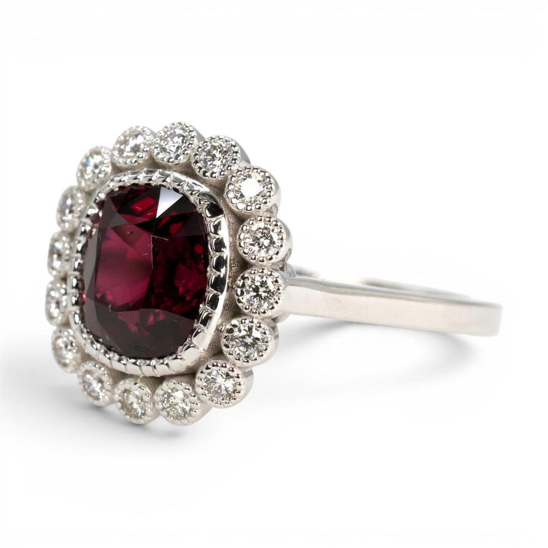 Edwardian Style 2.78 Carat GIA Burmese Spinel and Diamond Halo White Gold Ring