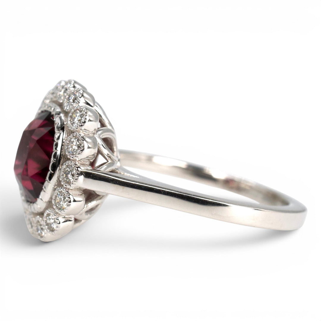 Edwardian Style 2.78 Carat GIA Burmese Spinel and Diamond Halo White Gold Ring