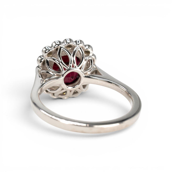 Edwardian Style 2.78 Carat GIA Burmese Spinel and Diamond Halo White Gold Ring