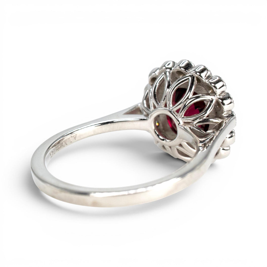 Edwardian Style 2.78 Carat GIA Burmese Spinel and Diamond Halo White Gold Ring