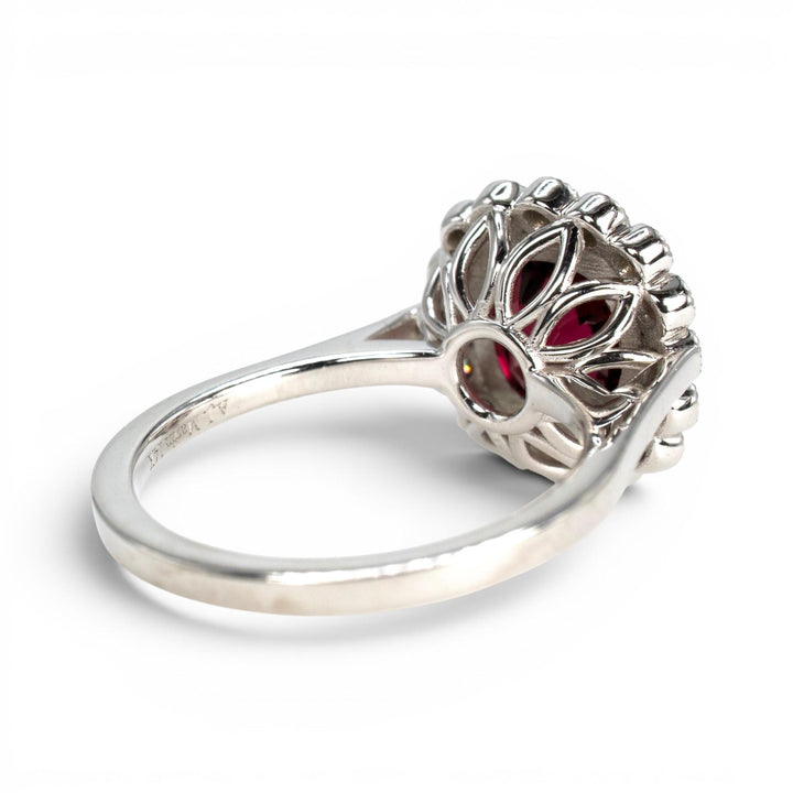 Edwardian Style 2.78 Carat GIA Burmese Spinel and Diamond Halo White Gold Ring