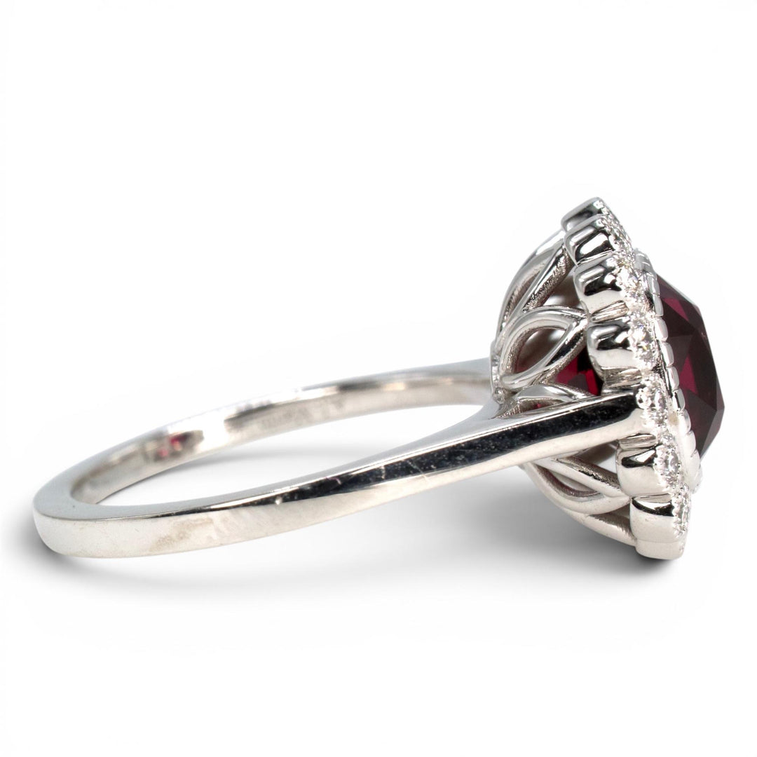 Edwardian Style 2.78 Carat GIA Burmese Spinel and Diamond Halo White Gold Ring