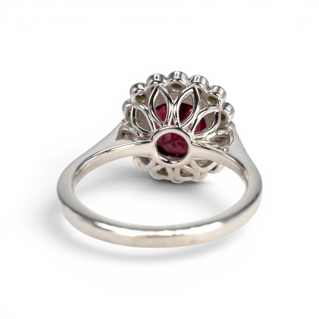 Edwardian Style 2.78 Carat GIA Burmese Spinel and Diamond Halo White Gold Ring