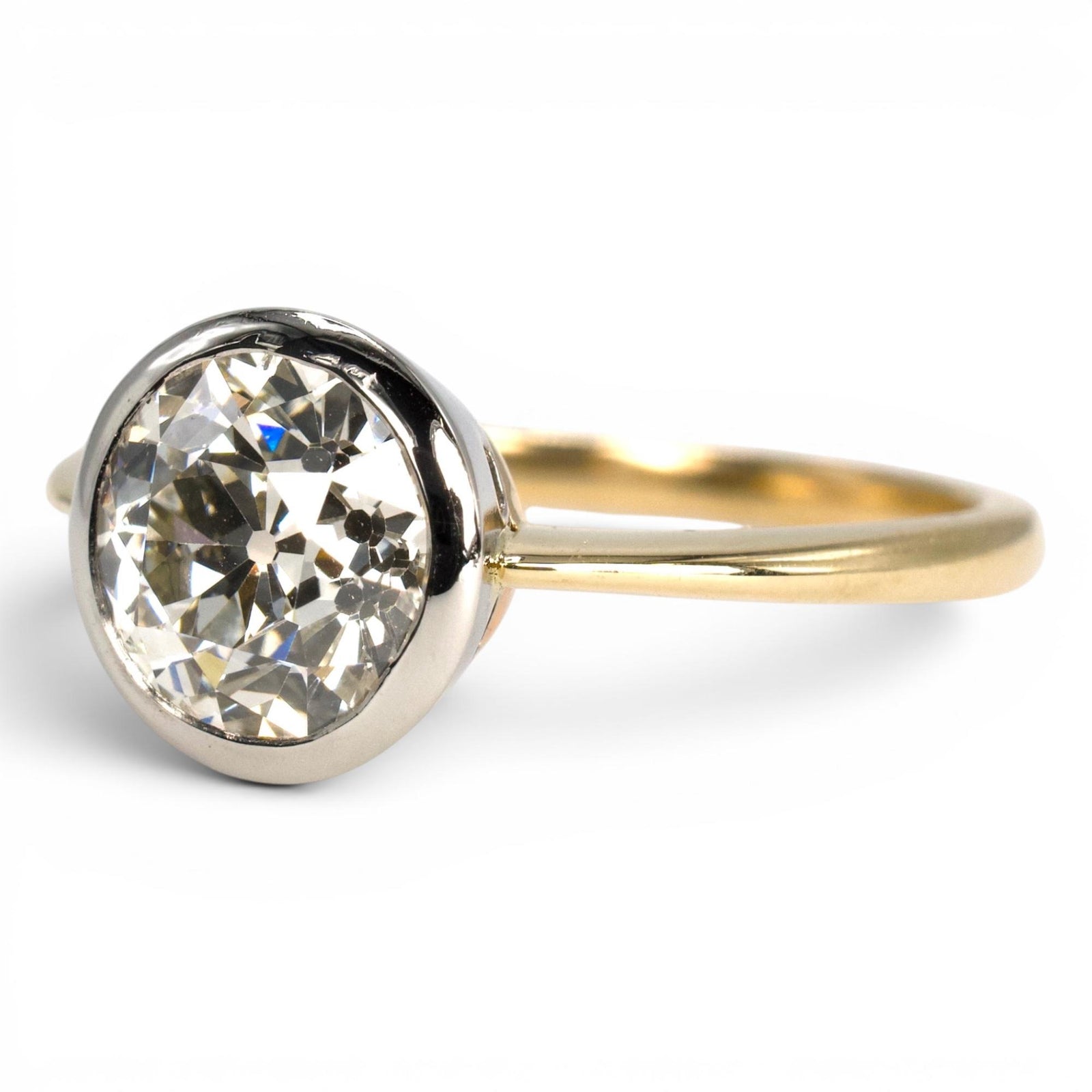 1.63 Old European Cut Two-Tone Bezel Set Diamond Solitaire