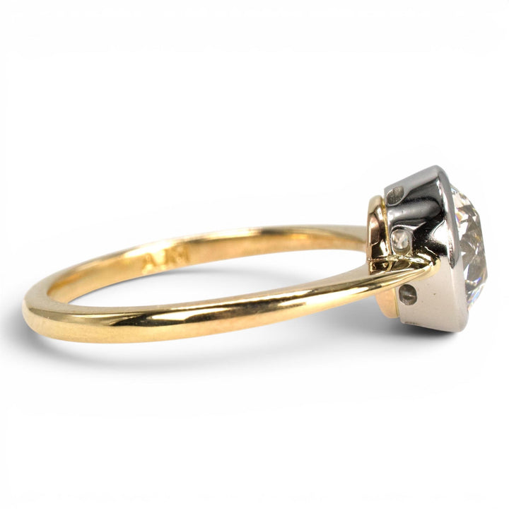 1.63 Old European Cut Two-Tone Bezel Set Diamond Solitaire
