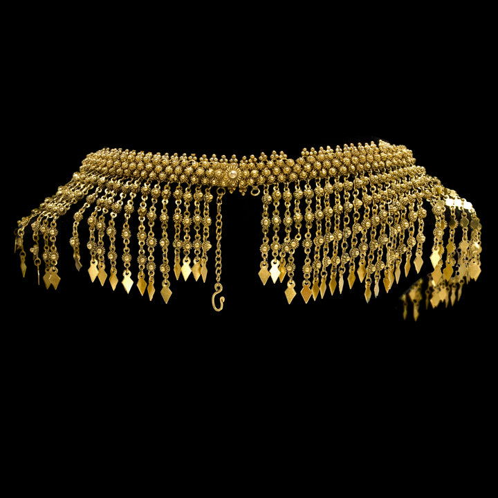 Cascading Fringe Bib Necklace in 14K Gold