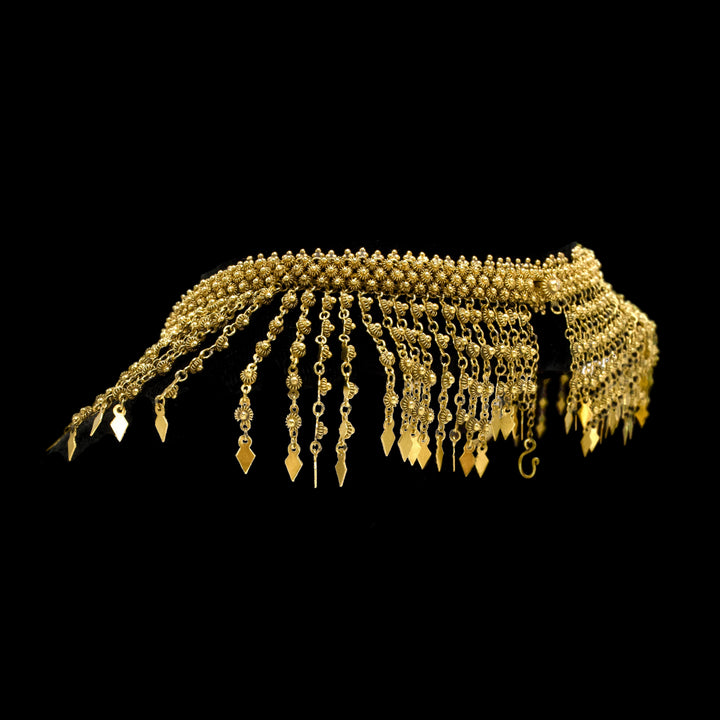 Cascading Fringe Bib Necklace in 14K Gold