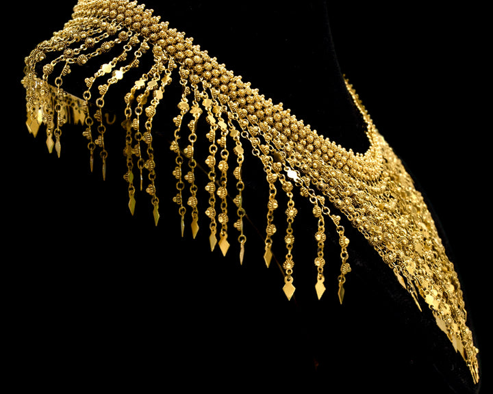 Cascading Fringe Bib Necklace in 14K Gold