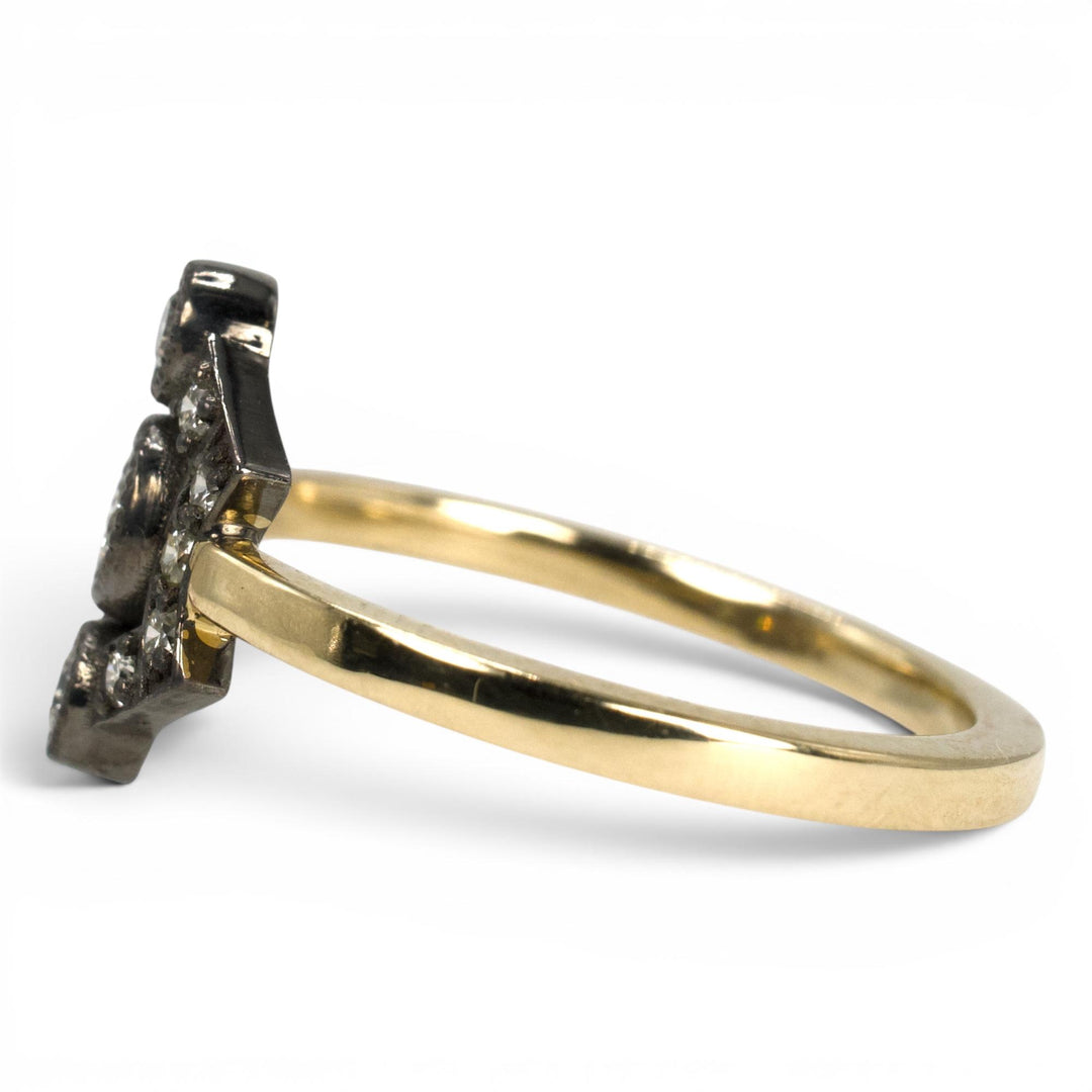 Two-Tone Gold Georgian Inspired Shield Shaped Diamond Ring