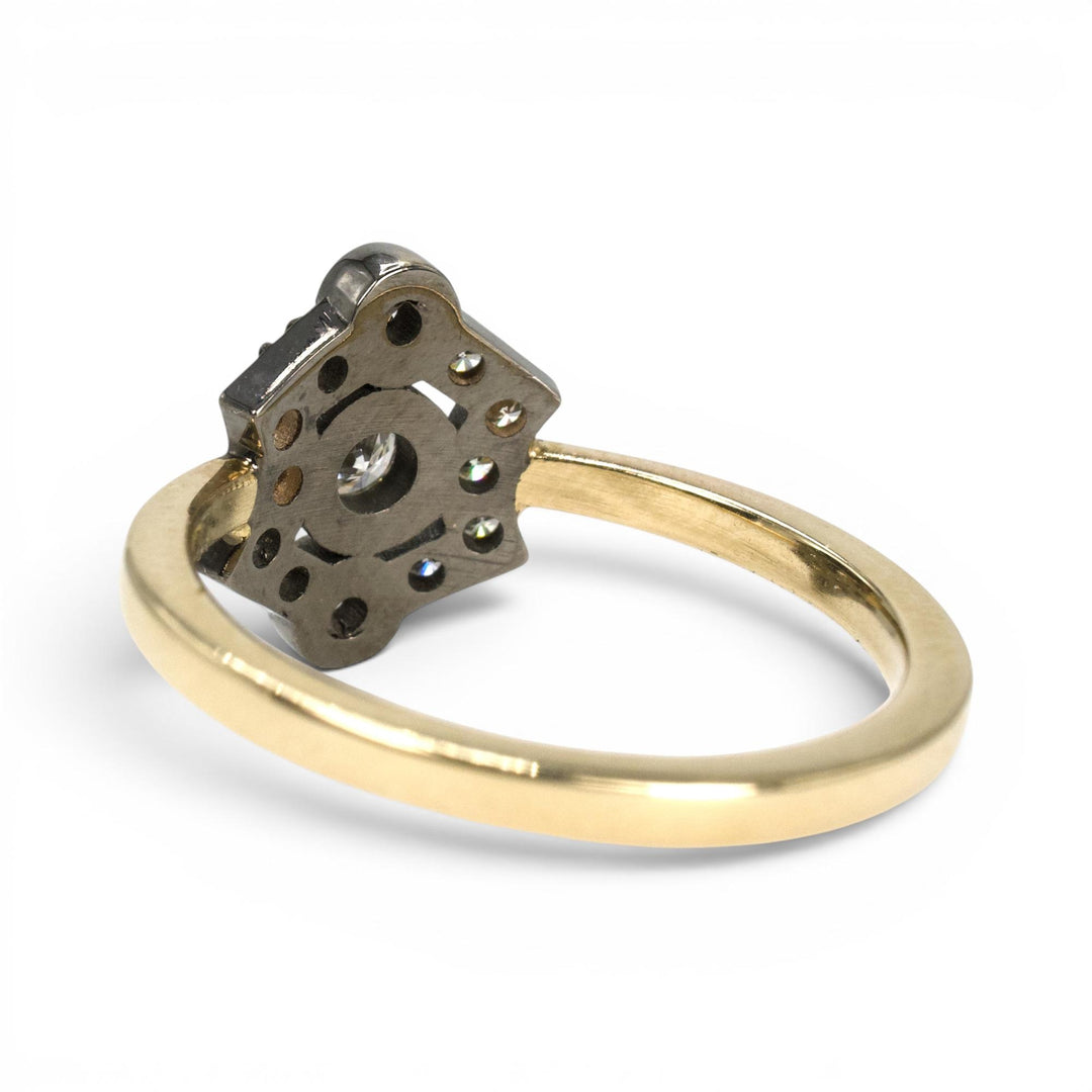 Two-Tone Gold Georgian Inspired Shield Shaped Diamond Ring