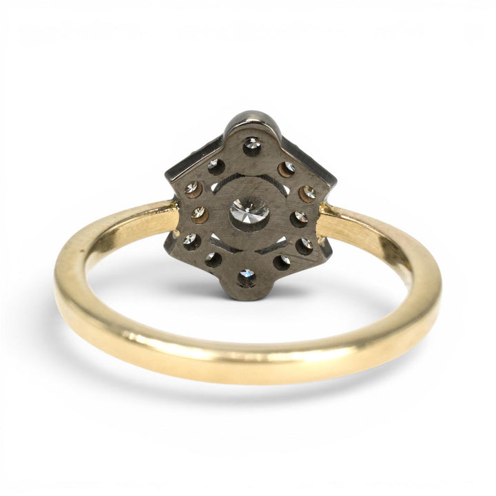 Two-Tone Gold Georgian Inspired Shield Shaped Diamond Ring