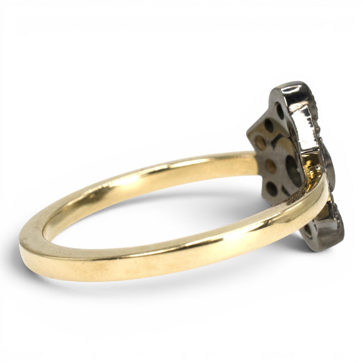 Two-Tone Gold Georgian Inspired Shield Shaped Diamond Ring