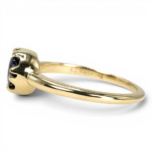 1.54 Carat Oval Blue Sapphire in East-West Belcher Inspired Gold Ring
