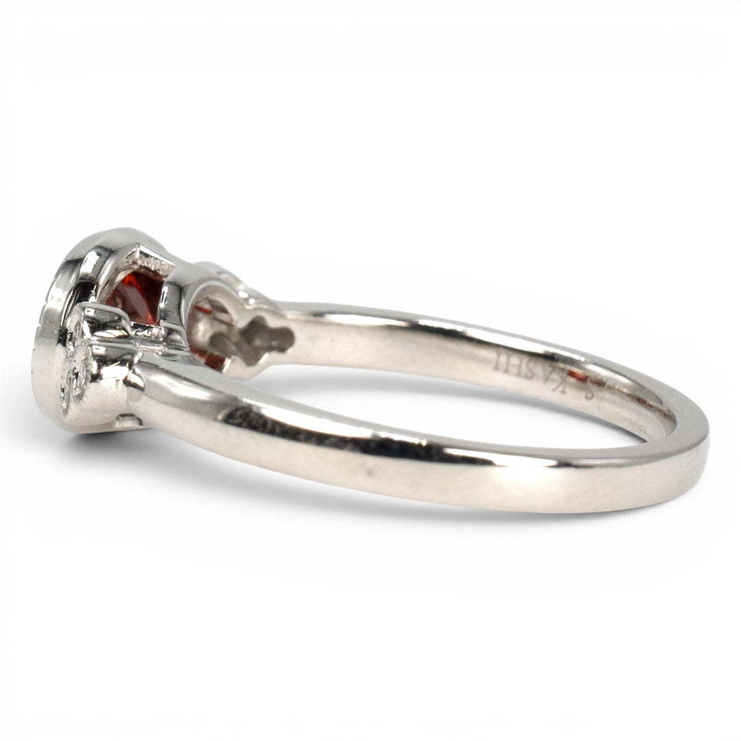 2.01 Carat Orange-Red Oval Garnet in East-West White Gold Ring