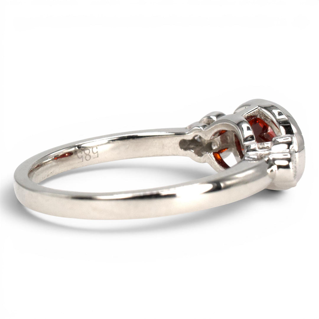 2.01 Carat Orange-Red Oval Garnet in East-West White Gold Ring