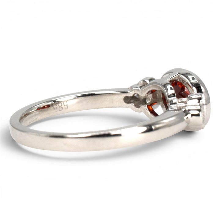 2.01 Carat Orange-Red Oval Garnet in East-West White Gold Ring