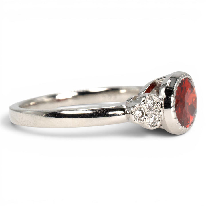 2.01 Carat Orange-Red Oval Garnet in East-West White Gold Ring