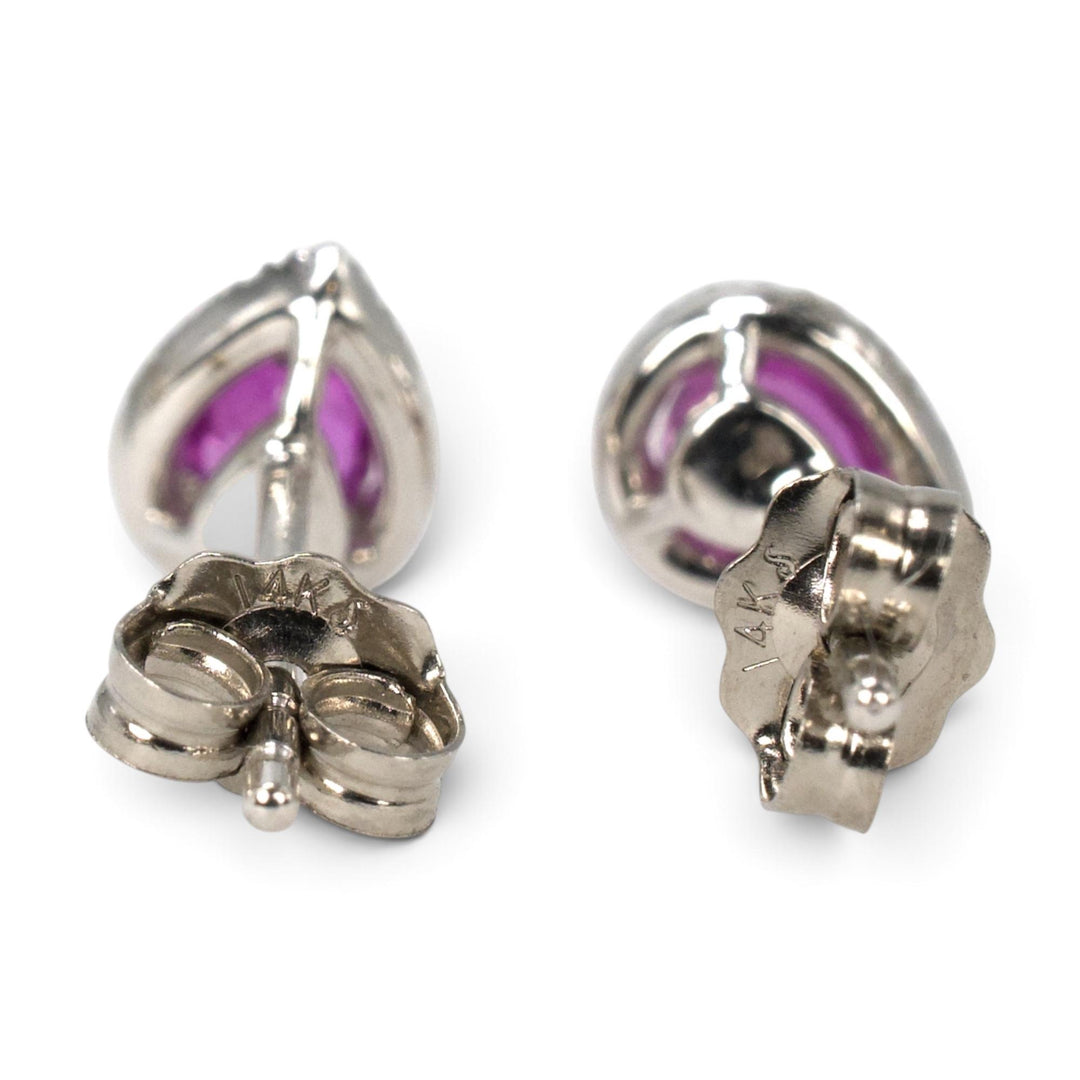 Pear-Cut Pink Sapphire and Diamond Halo Stud Earrings
