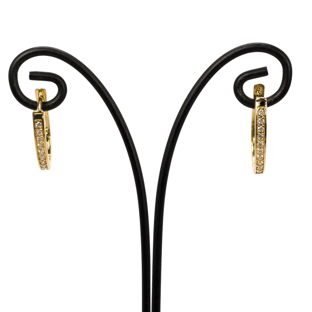 Diamond Huggie Hoops in 14k Yellow Gold