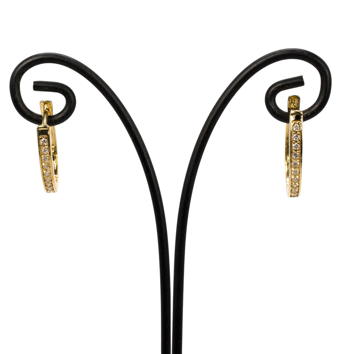 Diamond Huggie Hoops in 14k Yellow Gold