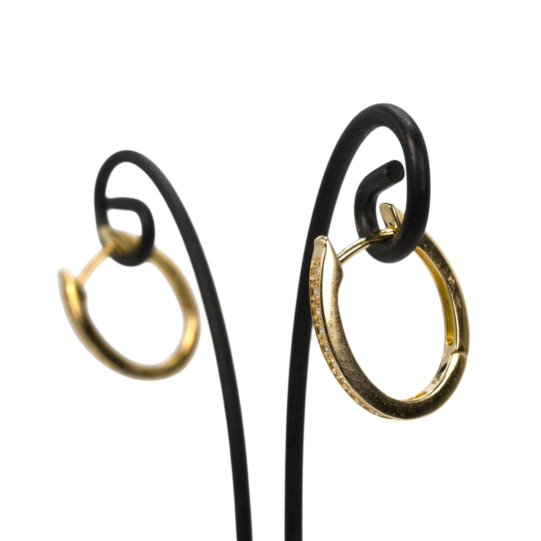 Diamond Huggie Hoops in 14k Yellow Gold