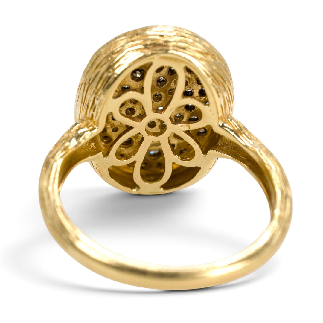 Cognac Diamond Pavé Bark-Textured Cocktail Ring in 14K Yellow Gold