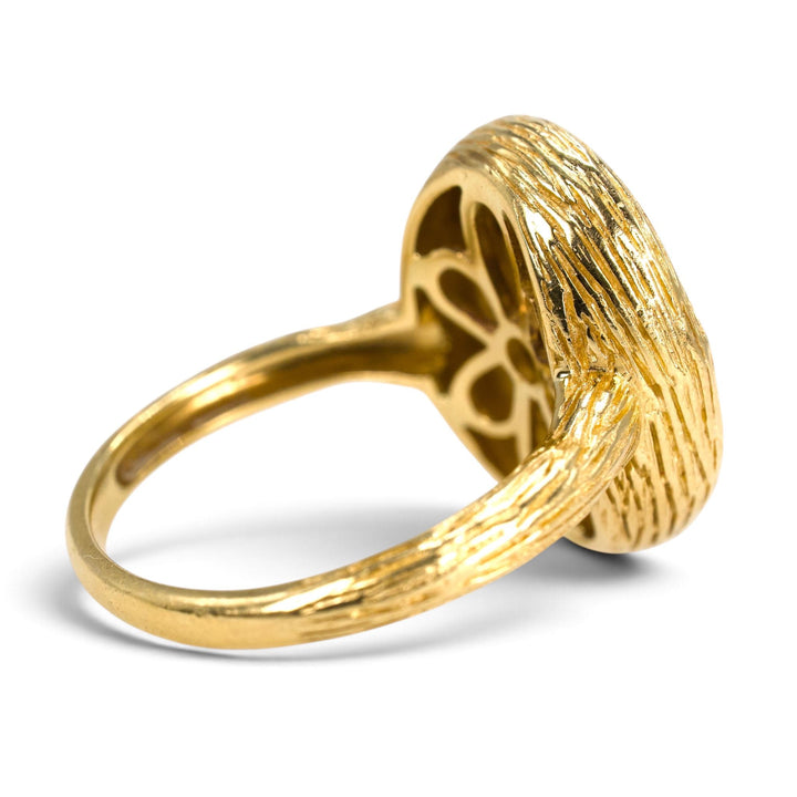 Cognac Diamond Pavé Bark-Textured Cocktail Ring in 14K Yellow Gold