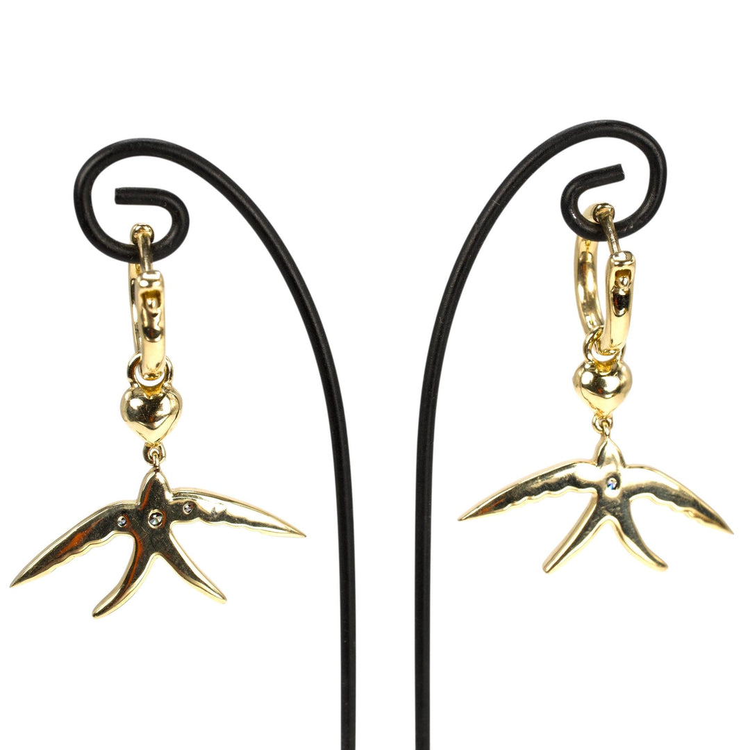 Diamond Swallow Drop Earrings in 14K Yellow Gold