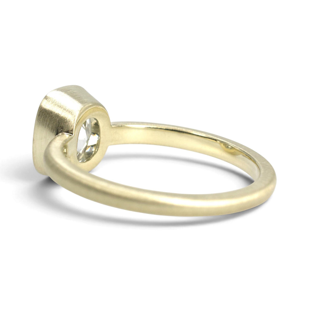 14K Green Gold Bezel Solitaire with 2.02 Ct. Cushion Cut Lab Diamond