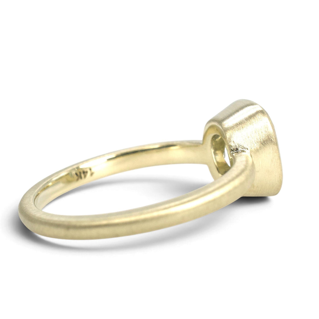14K Green Gold Bezel Solitaire with 2.02 Ct. Cushion Cut Lab Diamond