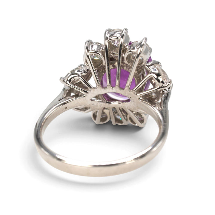 Natural Ceylon Pink Sapphire and Diamond Cluster Cocktail Ring in 18K White Gold