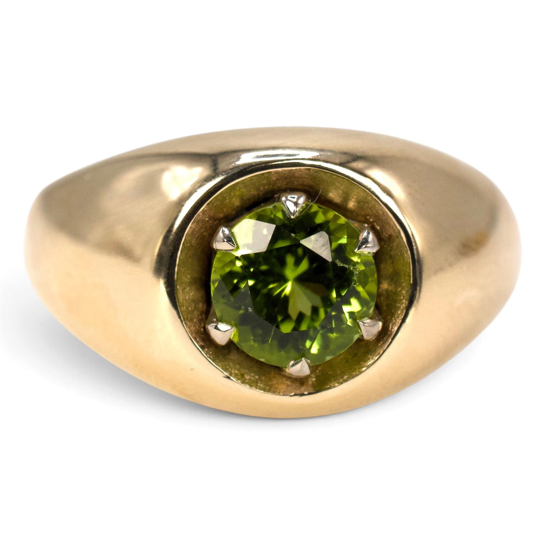 Vintage Peridot Dome Ring in 14K Yellow Gold