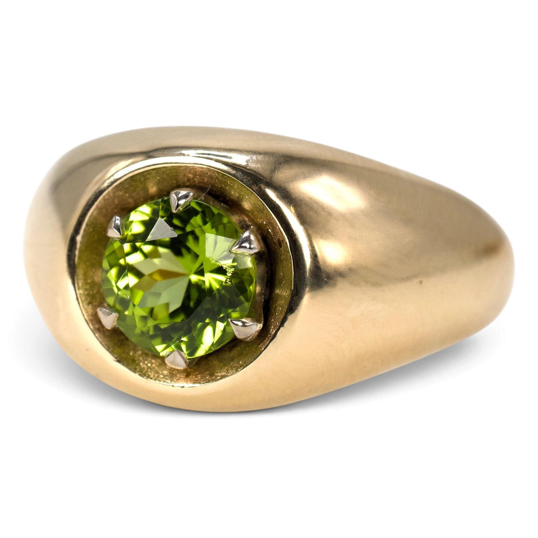 Vintage Peridot Dome Ring in 14K Yellow Gold