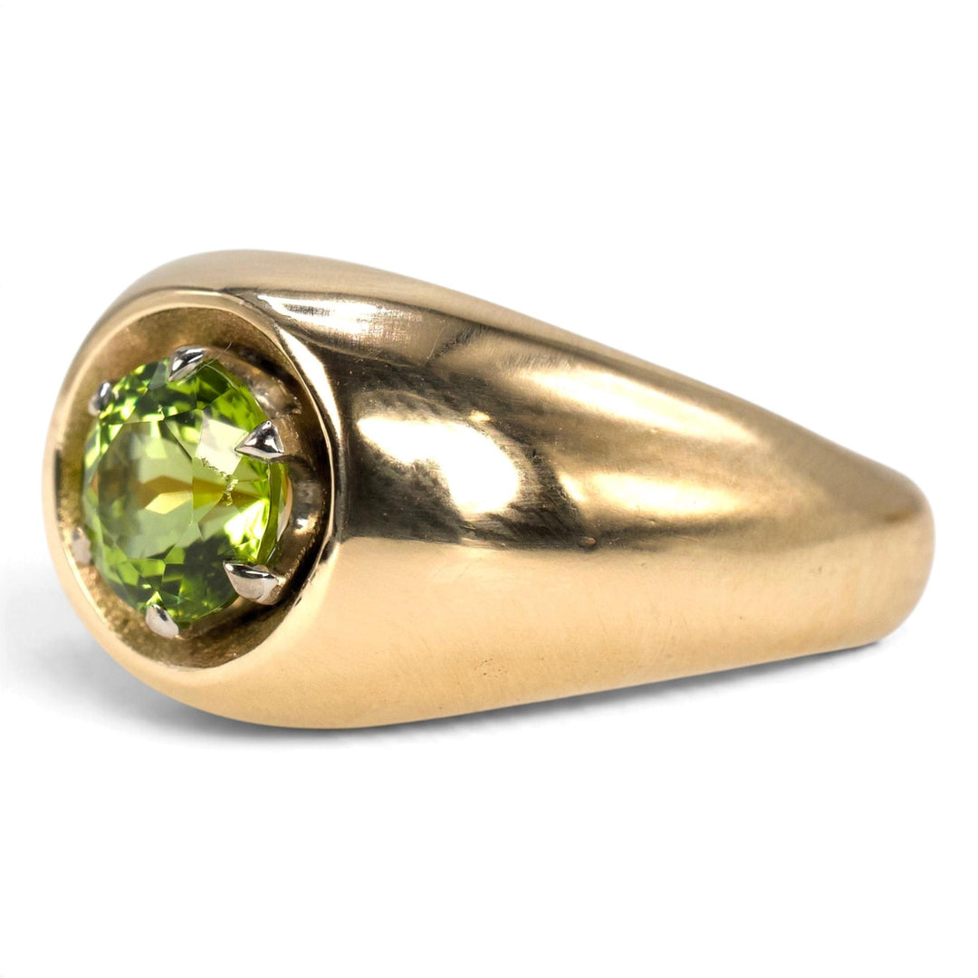 Vintage Peridot Dome Ring in 14K Yellow Gold