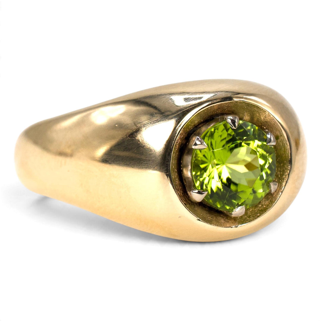 Vintage Peridot Dome Ring in 14K Yellow Gold