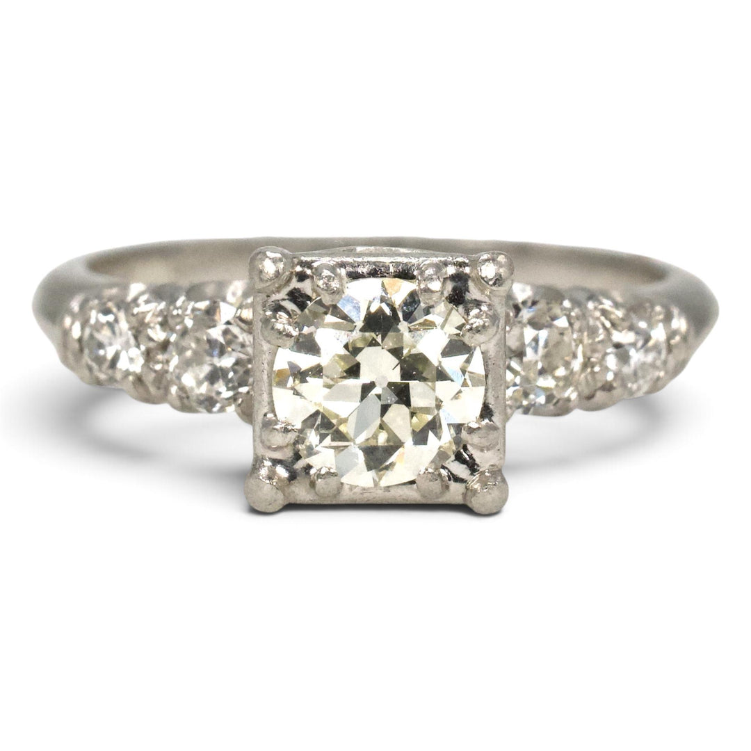 Vintage Brodnax Platinum Old European Cut Diamond Engagement Ring