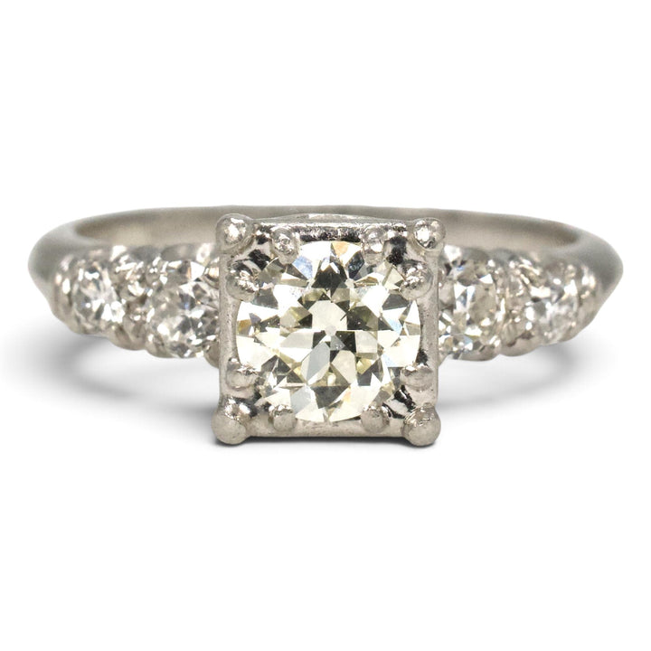 Vintage Brodnax Platinum Old European Cut Diamond Engagement Ring