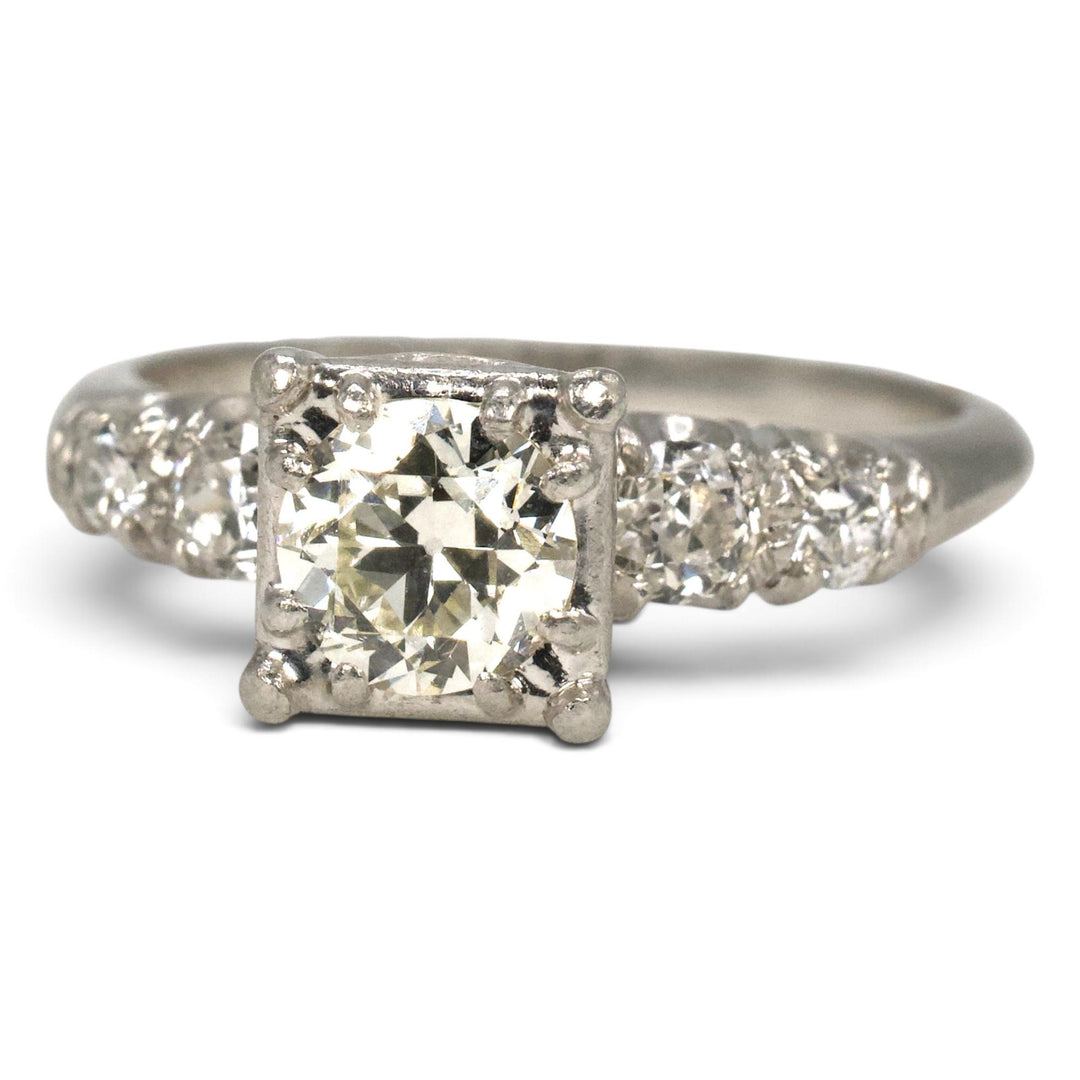 Vintage Brodnax Platinum Old European Cut Diamond Engagement Ring