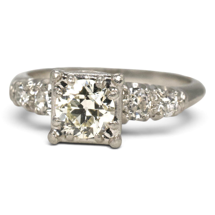 Vintage Brodnax Platinum Old European Cut Diamond Engagement Ring