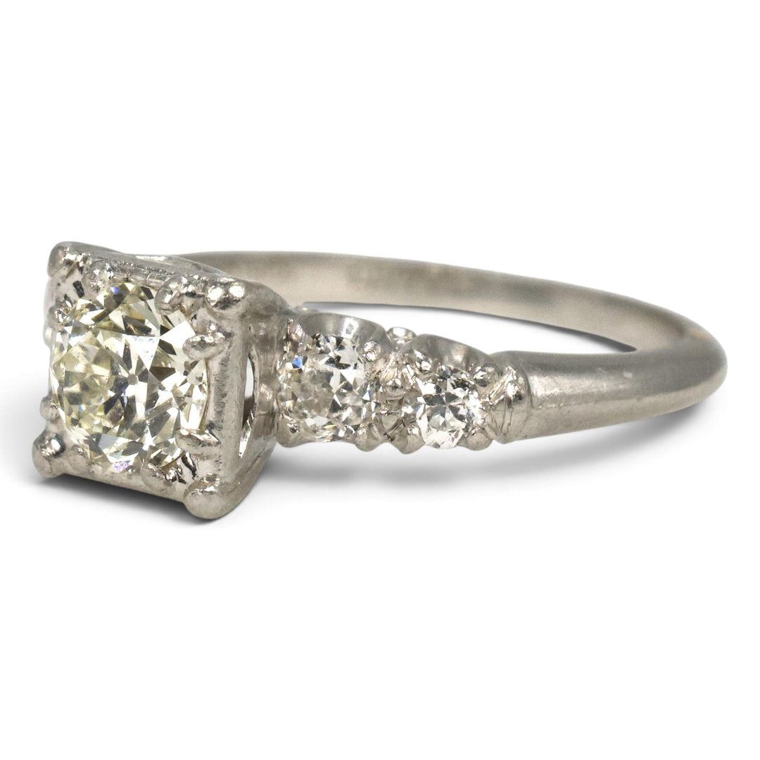 Vintage Brodnax Platinum Old European Cut Diamond Engagement Ring